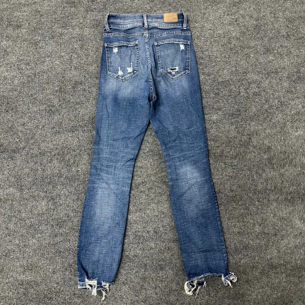 BKE Jeans Womens Size 26 Billie Slim Fit High Rise Distressed Blue Denim Frayed